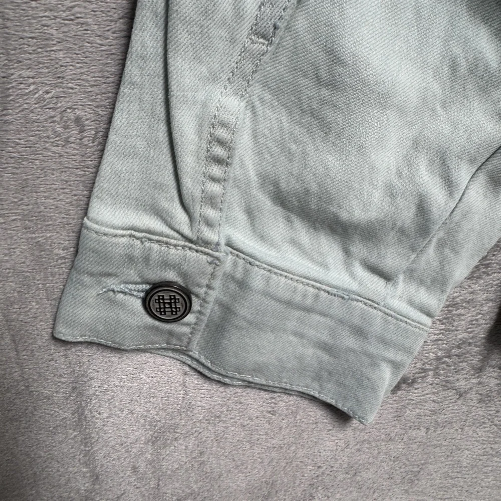 Laurie Felt Jacket‎ Womens 1X Blue Ombre Denim Button Front Raw Hem Stretch Plus